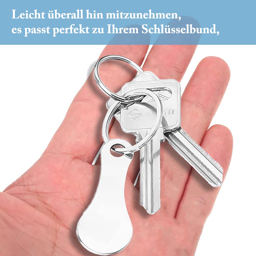 2 sztuki rozwiązań do wózka na zakupy ze stali nierdzewnej, zdejmowany żeton do wózka na zakupy jako breloczek do kluczy, żeton na zakupy z 2 karabińczykami do wózka na zakupy