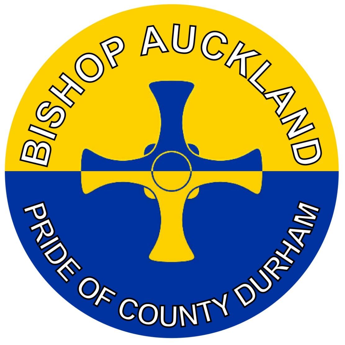 Bishop Auckland - Pride of County Durham - (Two Pack) 80mm Diameter Car Bumper Window Decal Sticker