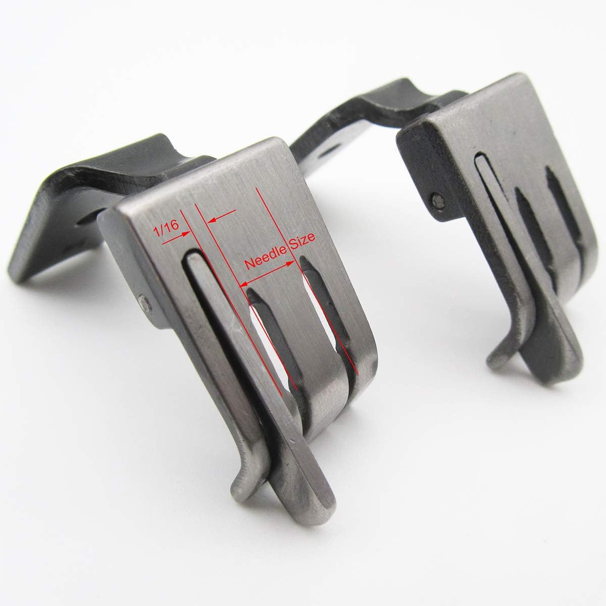 CKPSMS Brand -#S570R 2PCS Double Needle Presser Foot with Spring Loaded Right Guide Compatible with/Replacement for JUKI Brand LH-515 LH-1152 LH-3128 Singer Brand 112W 212W (3/8(9.5MM) X1/16)