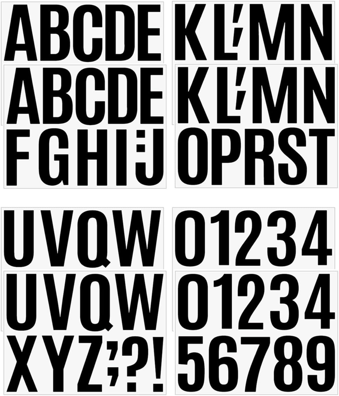 4 Inch Black Letter Number Stickers, 8 Sheets Self Adhesive Alphabet