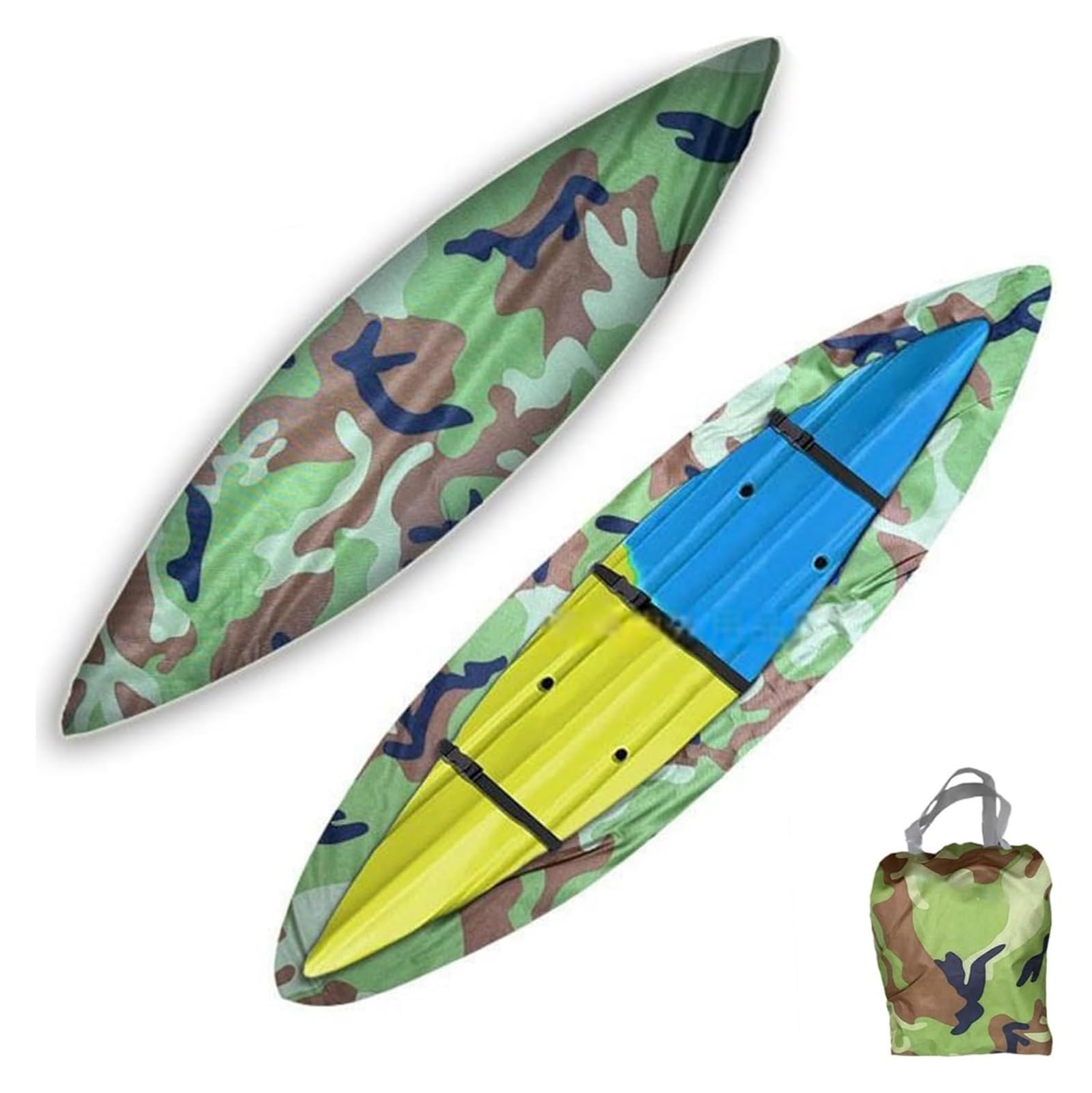 Pokrowiec do przechowywania kajaka, Pokrowiec na kajak do przechowywania zewnątrz Wielokolorowy, wiele rozmiarów(Camo,For 6.8-8.2ft kayak)