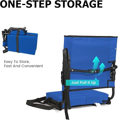 Miniatura 6 de behairity Asientos de estadio para gradas con soporte trasero extra anchos, sillas de gradas más compactas con respaldo más alto y cojín grueso,