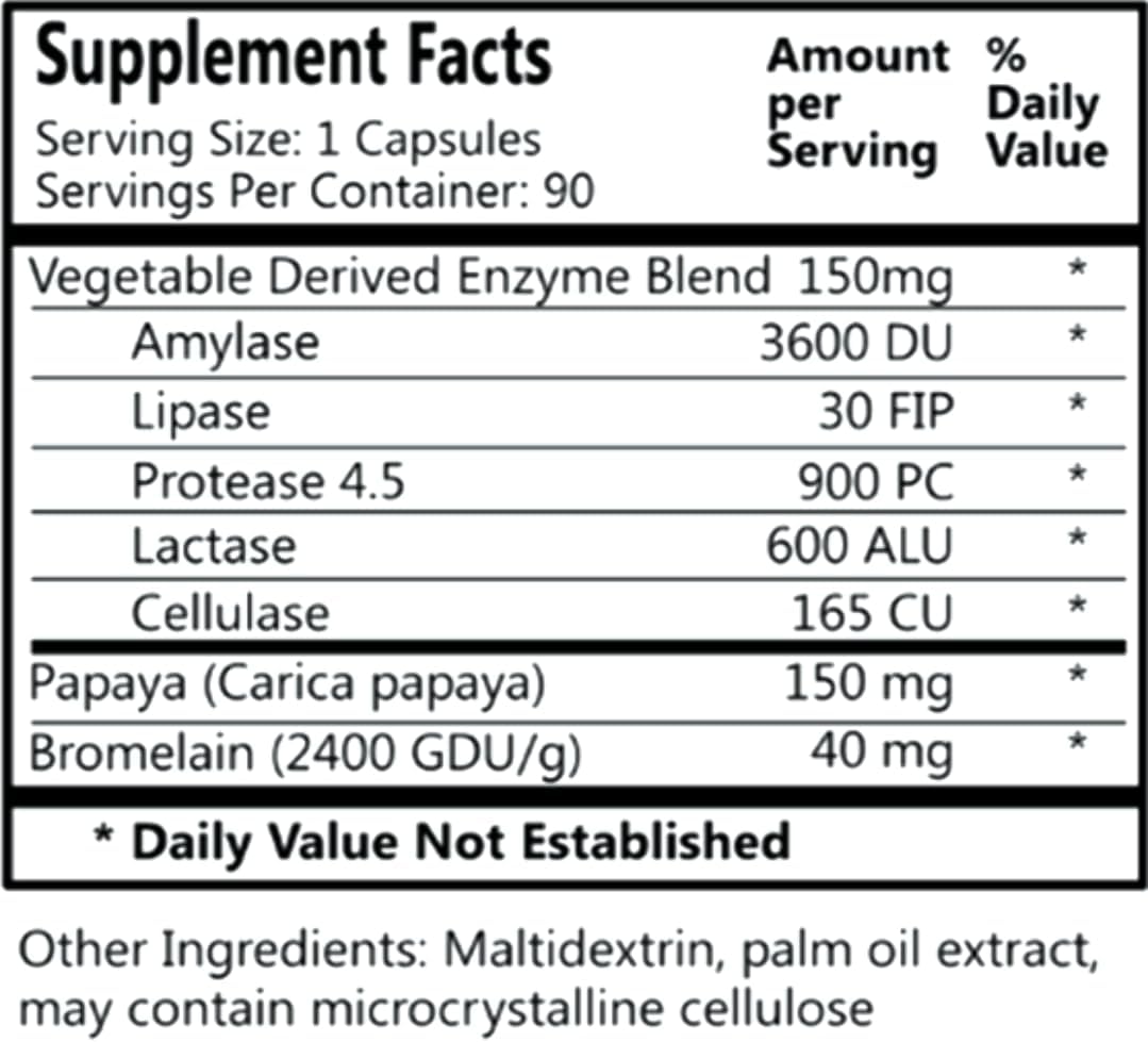 Daily Manufacturing VegeZyme™ Vegetarian Digestive Enzymes (Amylase, Lactase, Protease, Lipase, Cellulase, Bromelain & Papaya)