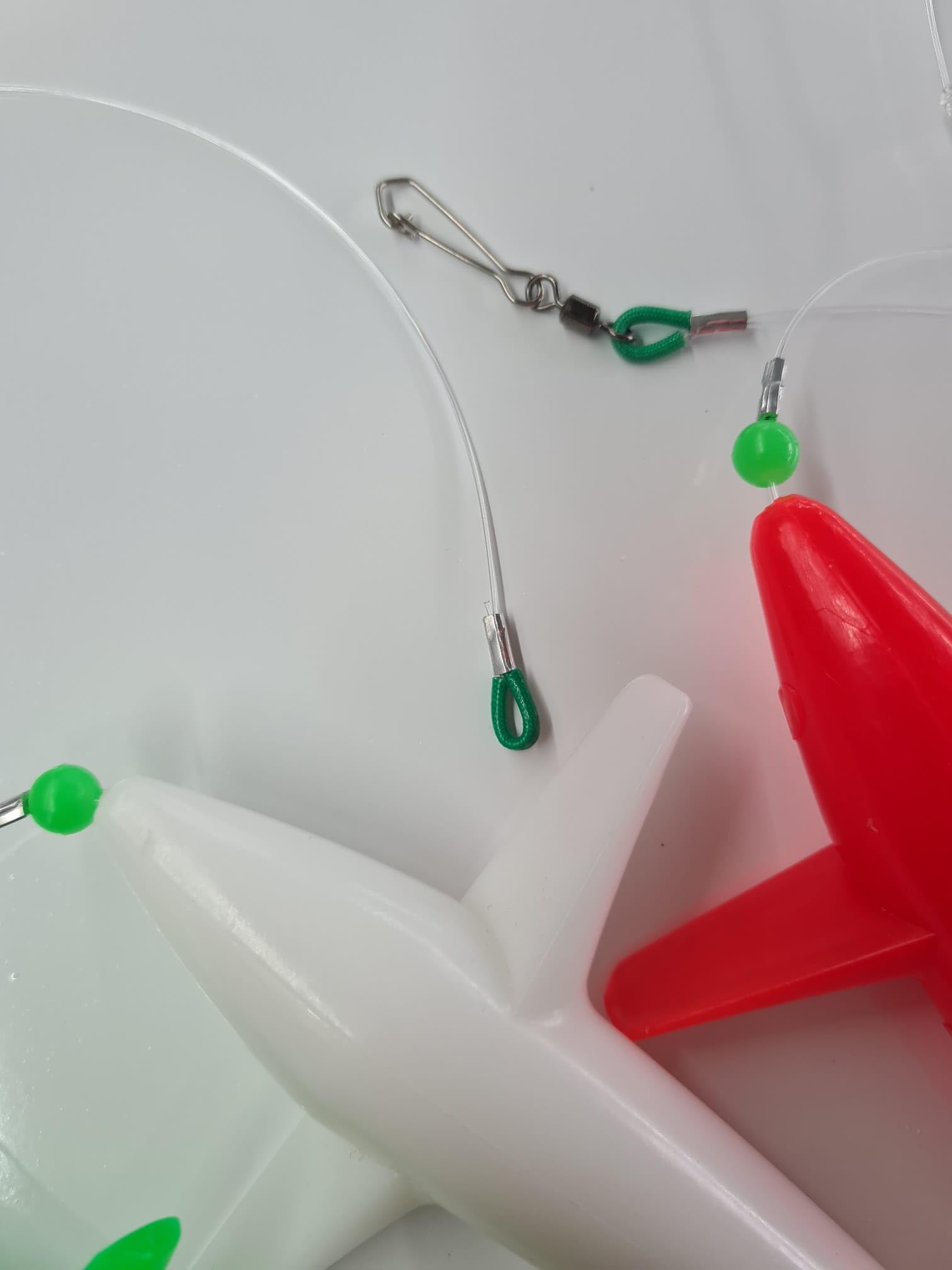 Generico Kit Artigianale Tricolore per Pesca A Traina Tonni, Tonnetti, Lampughe e Palamiti. Artificiale da Mare Triplo Teaser e Doppio Octopus Armato.