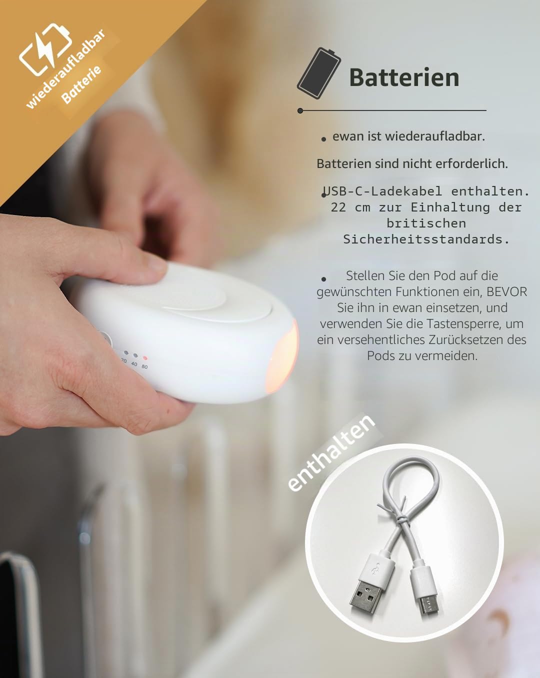 Sweet Dreamers, Ewan Deluxe mit Shush, Grau | Schlafhilfe für Babys und Kleinkinder | Schreiaktivierter Sensor & Nachtlicht | 5 beruhigende Klänge | Auto-Off-Timer | Maschinenwaschbar und tragbar