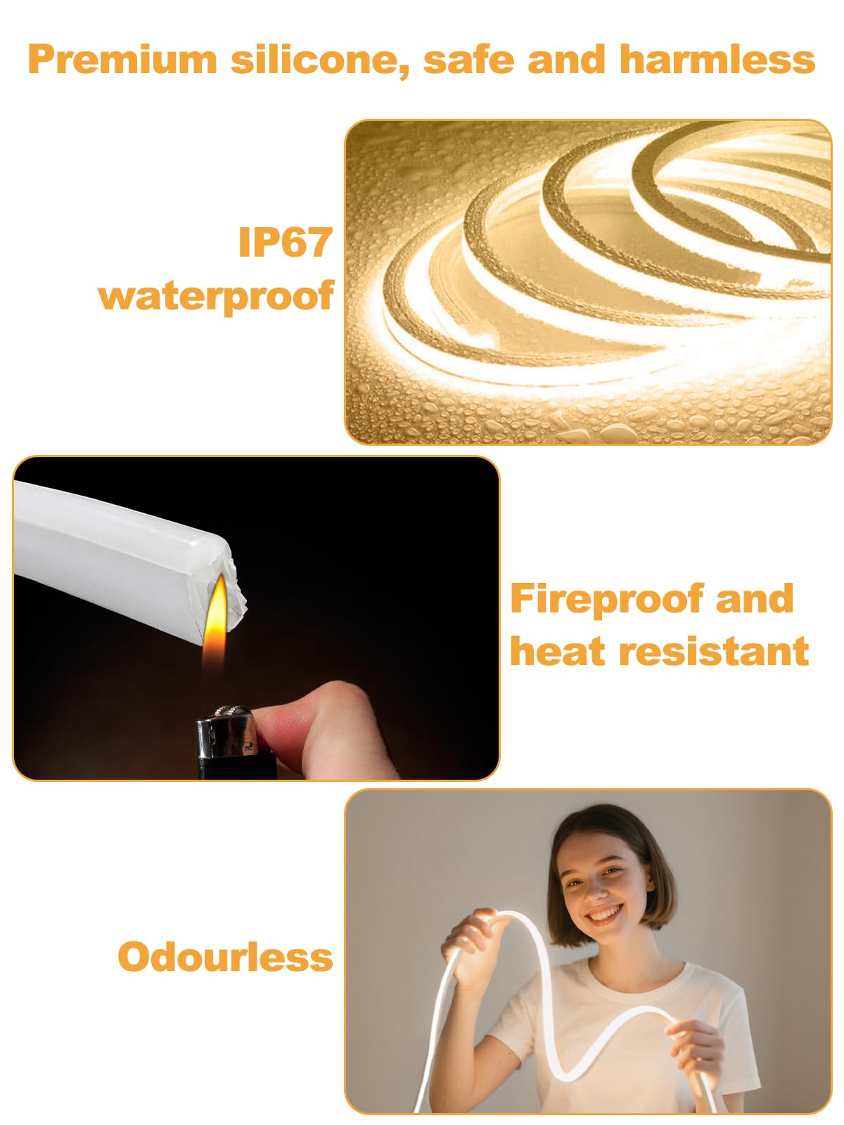 ROMANJOY Bande LED Néon 10M En Silicone, étanche IP67, Avec