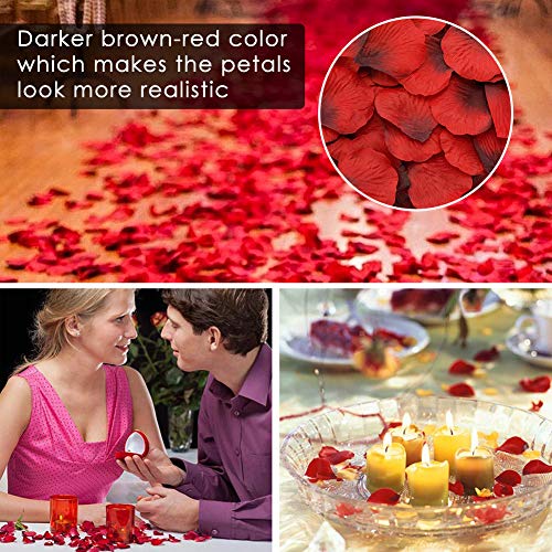 Adeeing 2000 Pcs Silk Rose Petals Artificial Flower Petals For Wedding Confetti Flower Girl Bridal Shower Hotel Home Party Valentine Day Flower Decoration, Burgundy #TOP4
