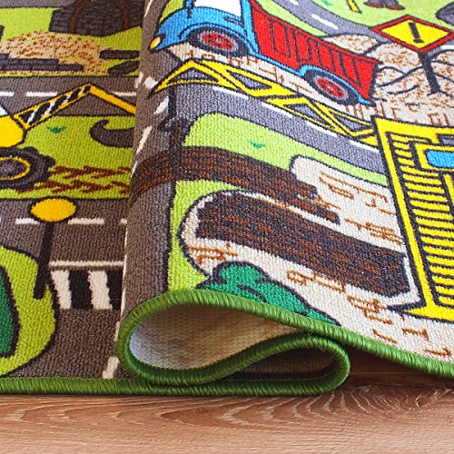 Superb Kids/Childs Rug Construction Site Road Map Play Mat 100cm x 133cm (3'3 x 4'3 approx)