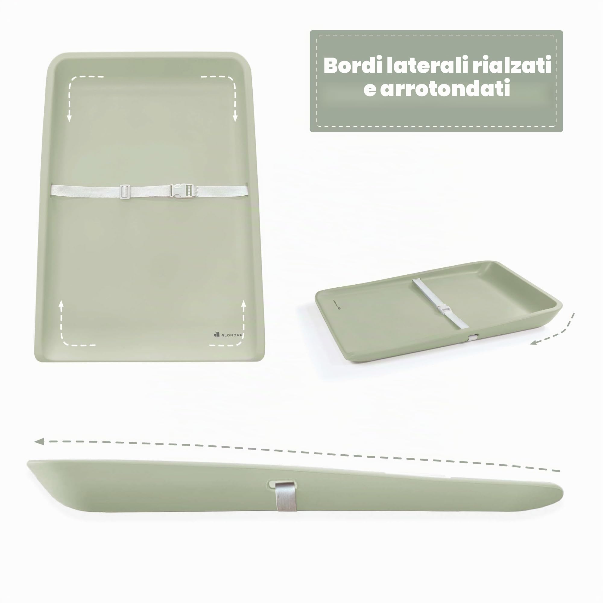 Materassino Fasciatoio 50x70 in Silicone Ergonomico in schiuma Glenn Verde Alondra