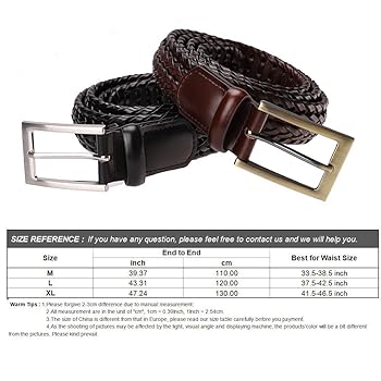 Earnda Men's Genuine Leather Braided Belt Buckle Fashion Earnda Men's Genuine Leather Braided Belt Buckle Fashion