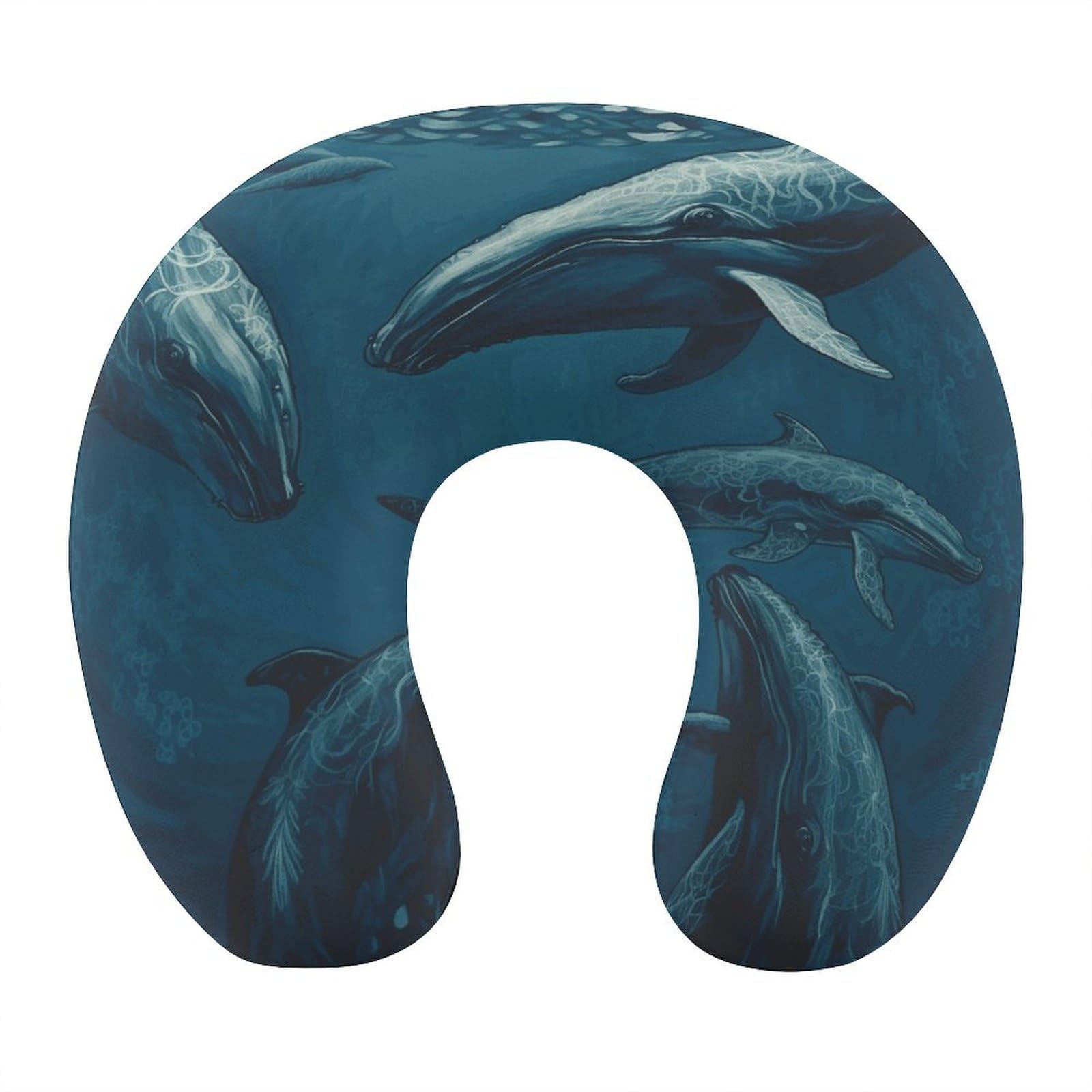 FekiLoot Ocean Whale Travel Pillow,U Shaped Office Napping Pillow Support Neck and Head Comfortable Travel Neck Pillow U Shape Sleeping Essentials for Long Haul Flights