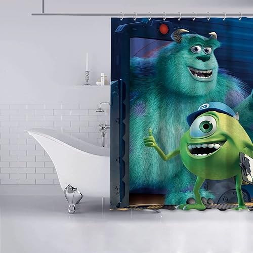 Miniatura 4 de Monsters Inc - Cortina de ducha para baño monstruos verdes cortinas de ducha para baño decoración del hogar campistas moteles hoteles dormitorios