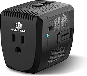 2000Watts Voltage Converter, 220V to 110V Converter, International Plug Adapter, Power Converter Adapter Combo, US to Europe, UK, Israel, Africa Over 150 Countries (Black)