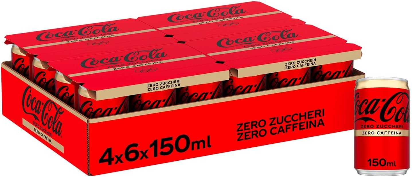 Italian Gourmet bundle Cola Getränk zuckerfrei koffeinfrei 48x150ml Vorratspack Mini Dosen 7,2L Softdrink ohne Zucker ohne Koffein kalorienarm Erfrischungsgetränk + Italian Gourmet polpa 400g