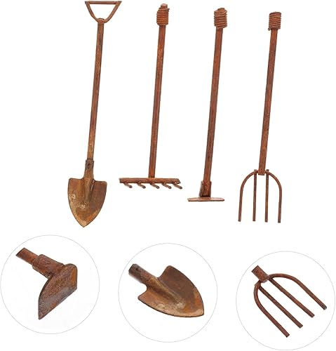 Miniatura 2 de Yardwe 2 juegos de mini-herramientas desgastadas, muebles en miniatura, herramientas de jardín, juguete seguro, herramientas de jardinería, pequeña