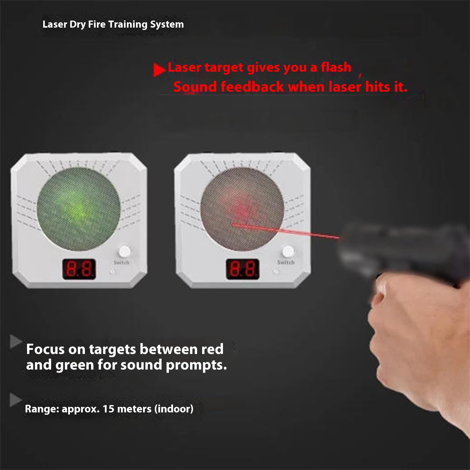 Cartucce laser da addestramento da 9 mm, bersaglio elettronico, sistema di tiro a secco, allenamento di efficace, portatile e facile da configurare, gioco di indoor