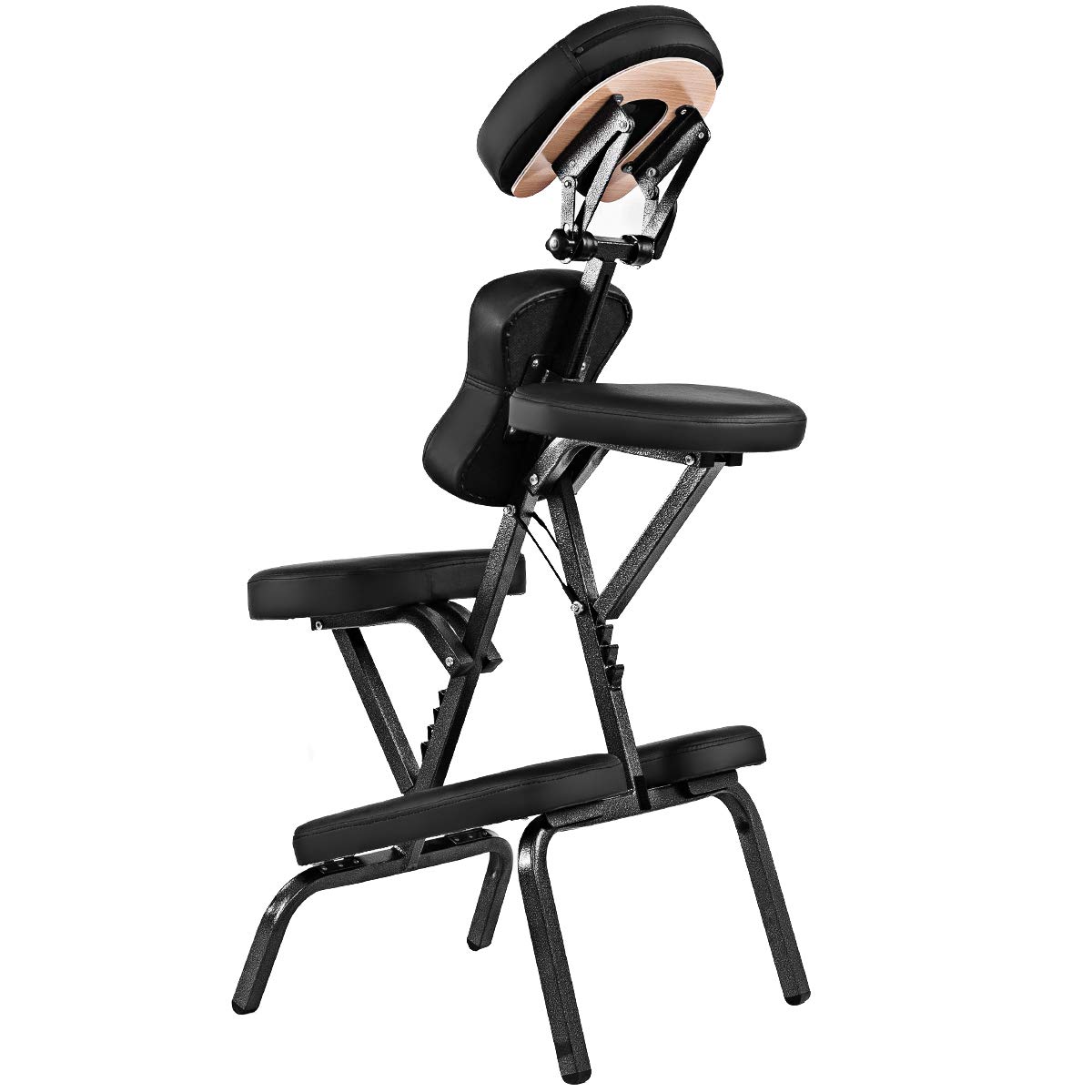 GOPLUS Chaise de Massage Pliable Hauteur Réglable 110-120CM Coussin Eponge Elastique Design Ergonomique Sac Transport 150KG Noir