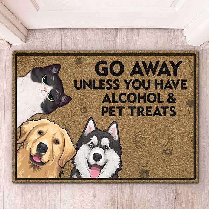 Miniatura 3 de Pawfect House Go Away Unless You Have Alcohol & Pet Treats  Tapete decorativo personalizado para gatos  Regalo para dueños de gatos, amantes de los