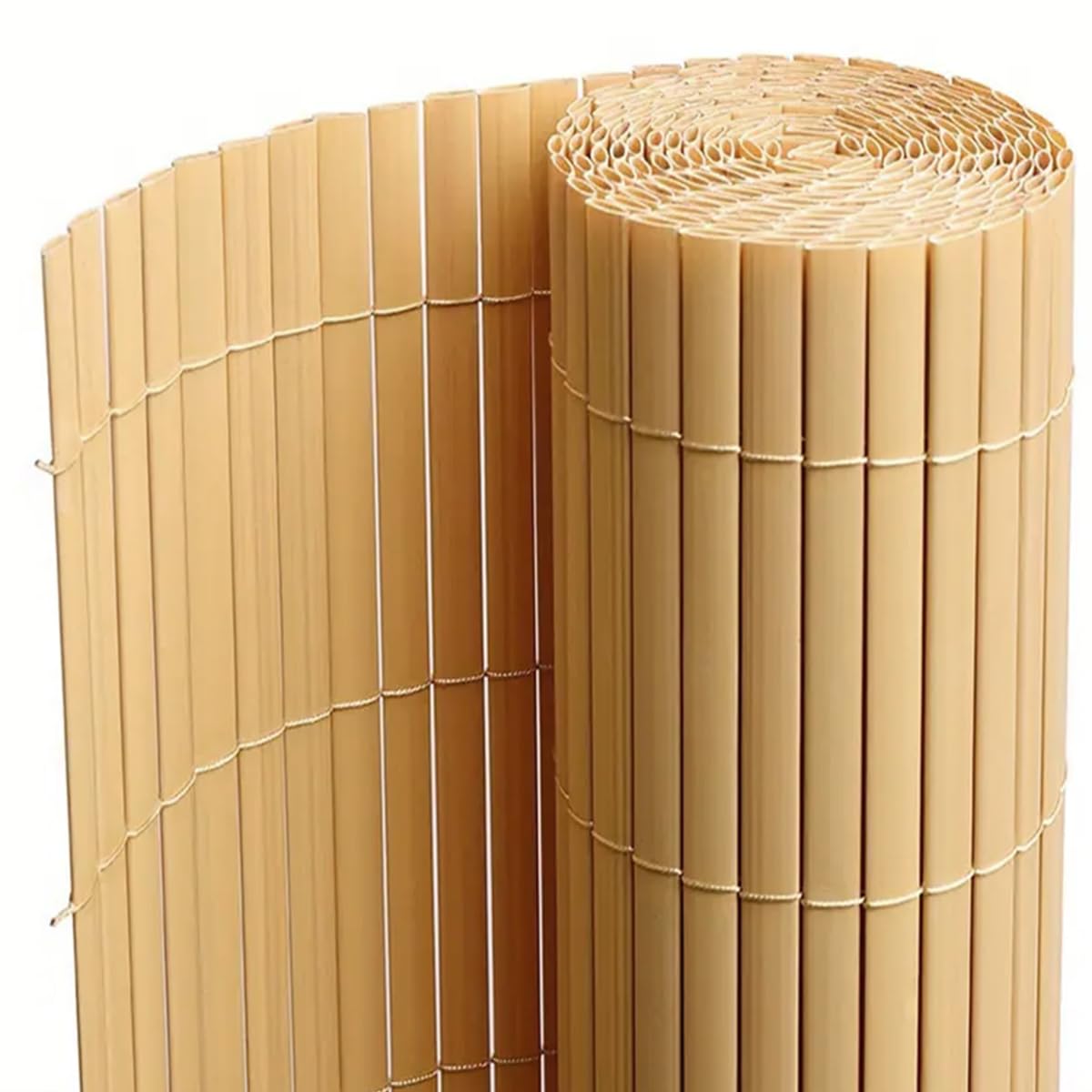 PEGANE Canisse Brise Vue en PVC Tube Plat,Clôture Protection pour Jardin terasse Balcon Coloris Naturel Bambou - Hauteur 100 x Longueur 300 cm 1700g/m2