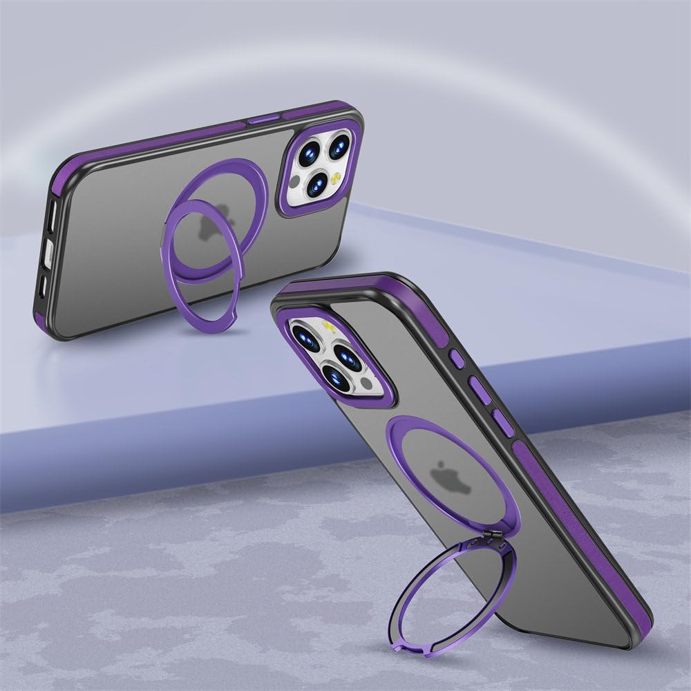 Coque pour iPhone 14 ProMax Support Mat de Luxe Support Invisible magnétique Armure Housse Antichoc, Violet, pour iPhone 14 ProMax