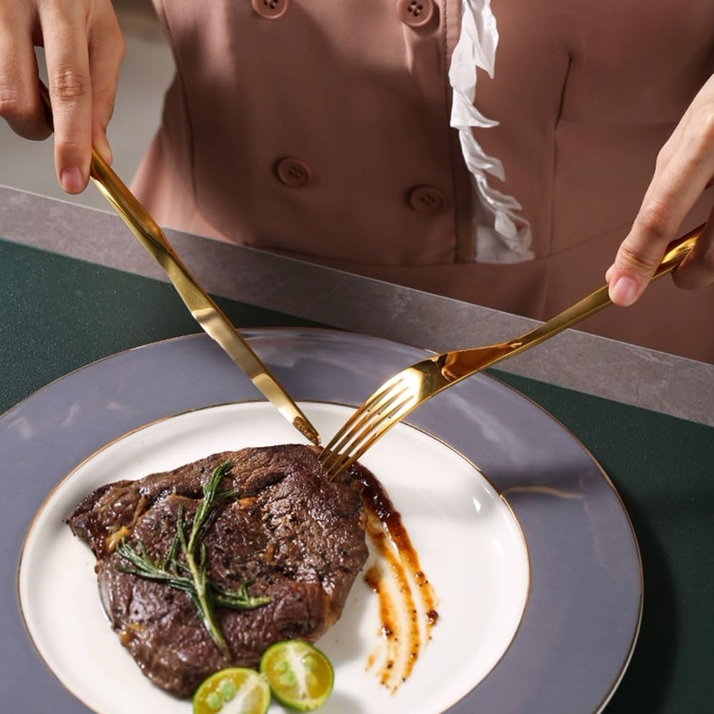 PEKJI Knife Fork Spoon Home Stainless Steel Cutlery Set Fashion Silverware Set Reusable Kitchen Flatware Set Western Tableware