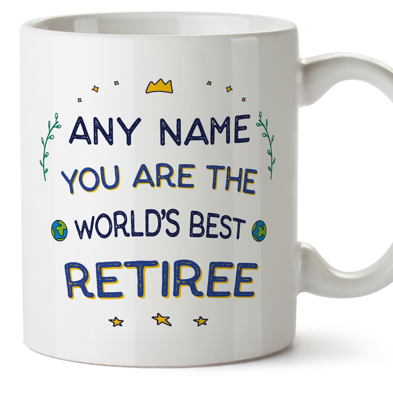 MUGFFINS Personalised Mug for Retiree - in English - World's Best - Funny Custom Gift for Colleagues - Ceramic 11oz Mug