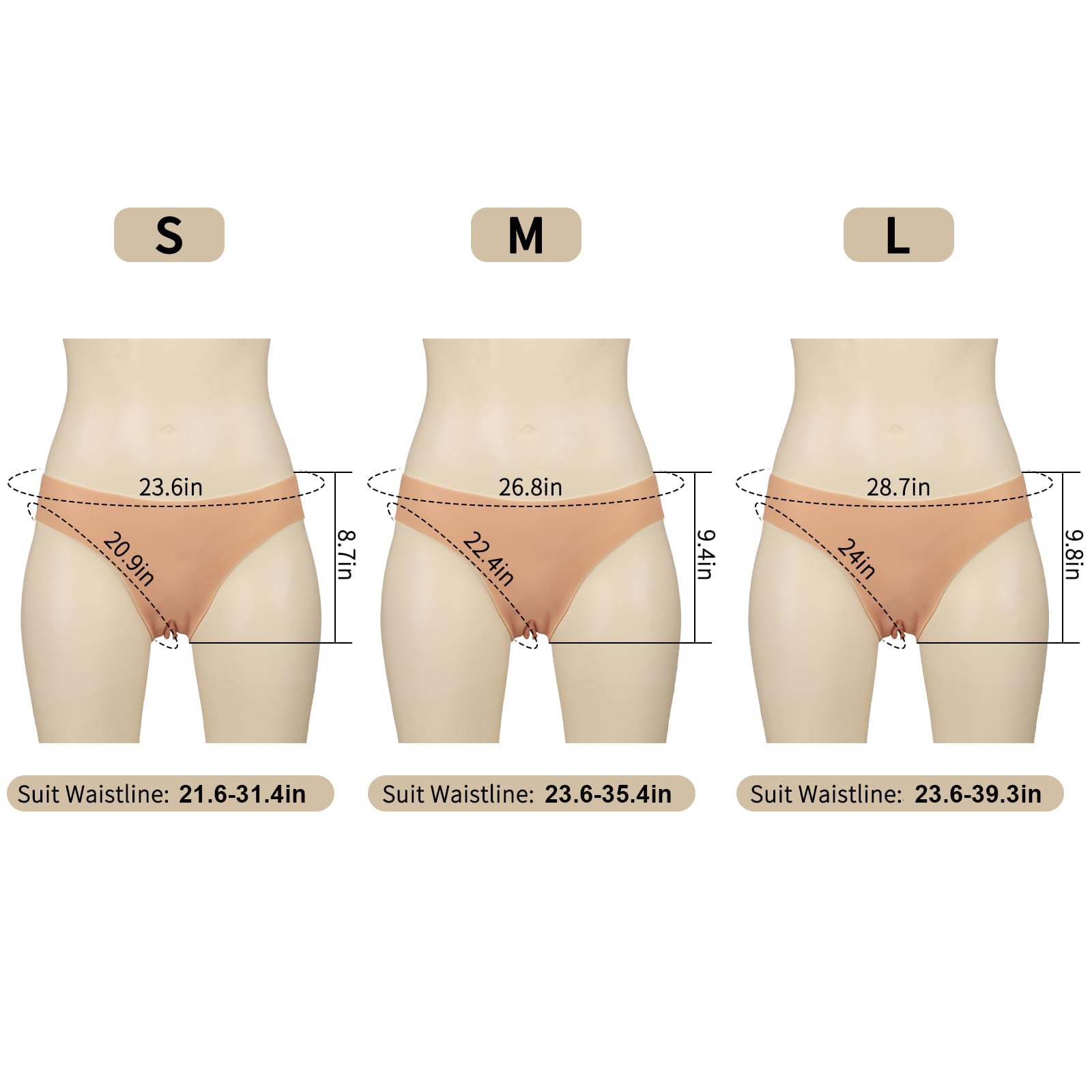 Silikon Gaff-Slips – Fake-Vagina-Panties, Camel Toe verdeckend, Crossdressing-Unterwäsche für Transgender