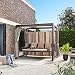Produktbild Home Deluxe - Gartenliege - Provence inkl. Abdeckung, Maße: ca. 236 x 180 x 210 cm, Schwebendes Rattanbett inkl. Vorhänge und Schiebedach I Hollywoodschaukel Sonnenliege Schaukelliege