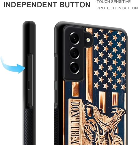 Miniatura 3 de DAIZAG Funda compatible con Samsung Galaxy S23 Plus, Dont Tread on Me Bandera Americana de Grano de Madera para Hombre y Mujer, Funda de TPU para