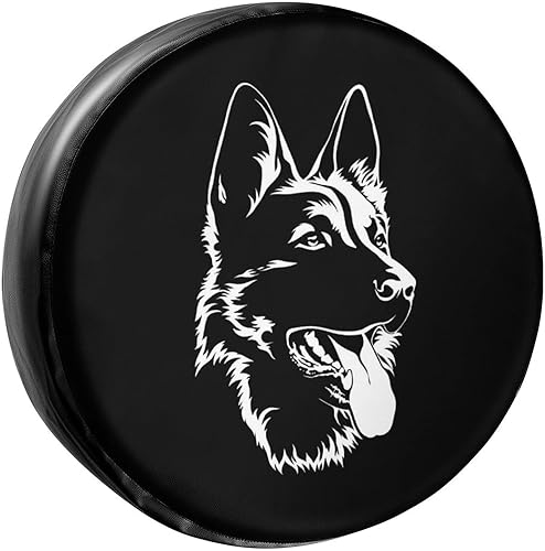 Foruidea Cubierta de neumático de repuesto de pastor alemán negro de piel sintética, para remolque, RV, SUV y muchos vehículos, 15 pulgadas