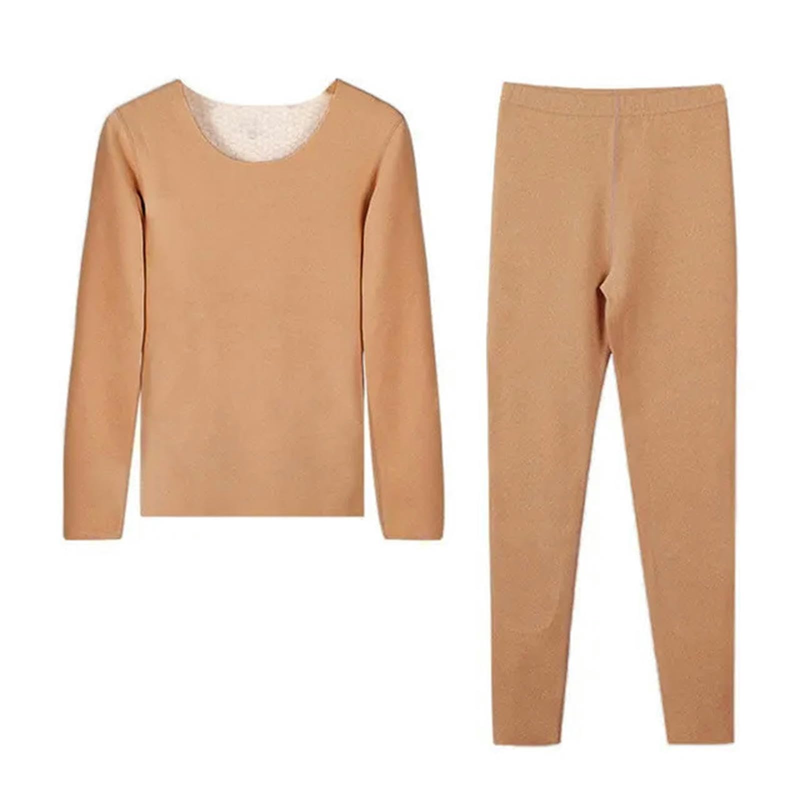 MdybF Ensembles Thermiques Femme Men De sous-Vêtements Thermiques pour Femmes Vêtements d'hiver Lingerie Chaude -Les Femmes Légères Bronzées-M (40-50 Kg)