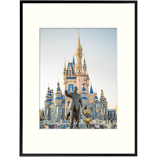 Frametory, 12x16 Aluminum Frame, 8.5x11 Photo with Ivory Mat for Wall Display, Sawtooth Hanger, Swivel Tabs, Spring Clips Great for Photos, Artworks, Posters (Black, 1-Pack)