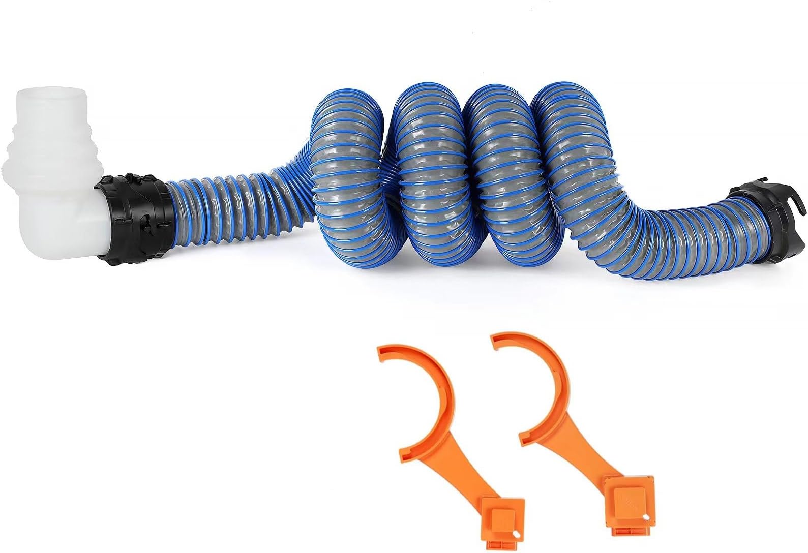 10FT RV Sewer Hose, EXTREME Heavy Duty TPE Material for Abrasion Resistance and Crush Protection, Camper Sewer Hose Kit with Pre-Attached Bayonet Fittings, 4-in-1 Adapter Elbow and Wrench
