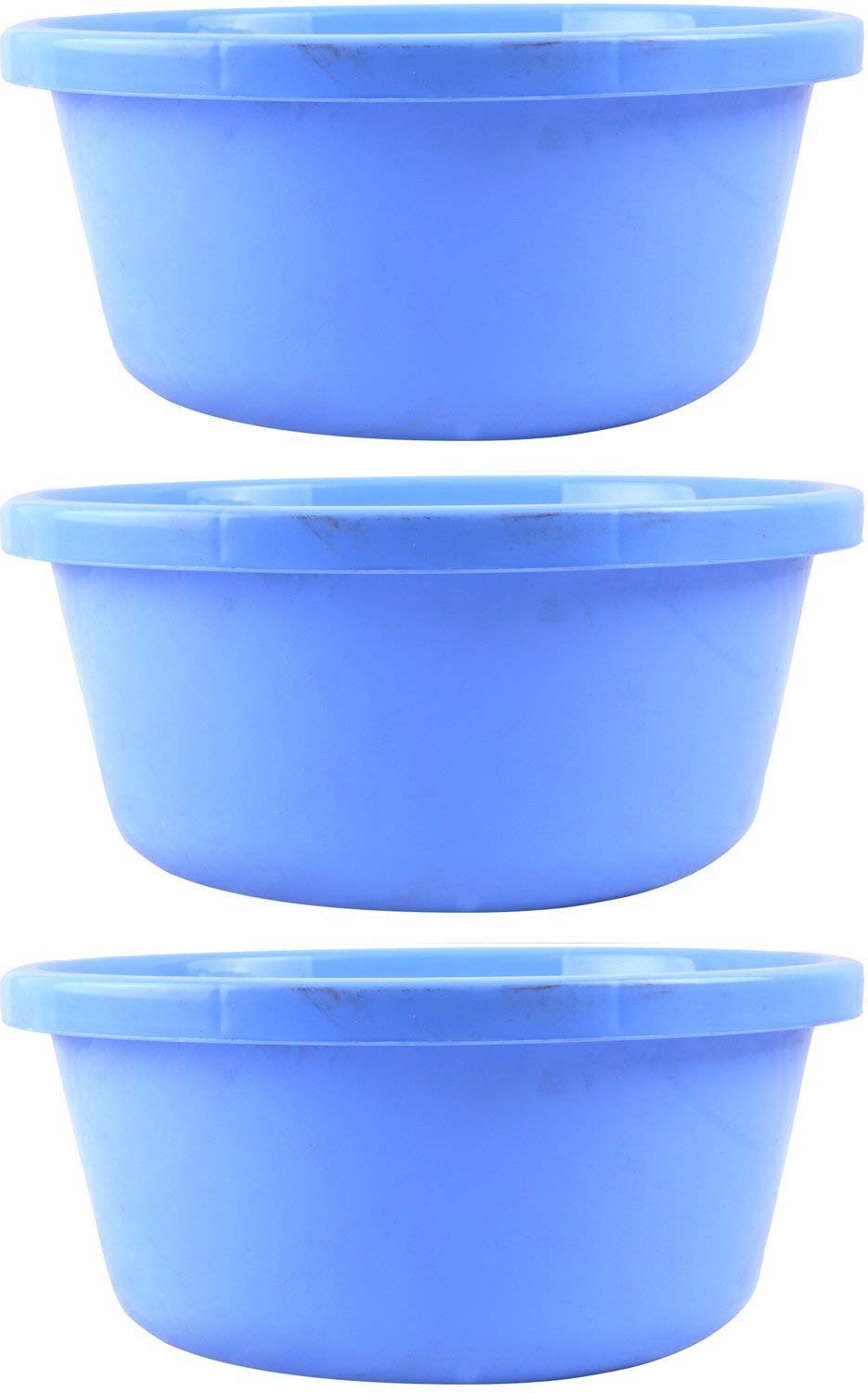 Highway Multipurpose Plastic Bucket for Home and Bathroom. Plastic Deep Bucket, Blue, 3 L (3 Pieces)