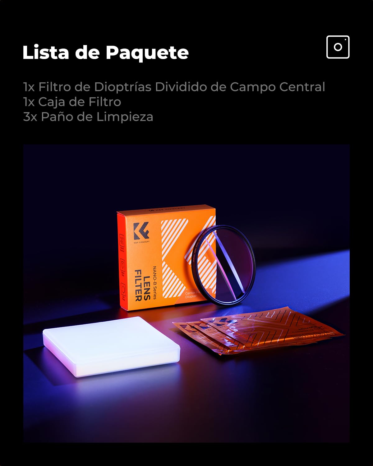 K&F CONCEPT 77mm Filtro Prisme de Dioptrías Divididas, Filtro de Efecto Prisma Lineal Vidrio Óptico K9, Refracción Borrosa Primer Plano Efecto