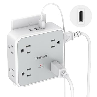 Multi Plug Outlet Extender, TESSAN Outlet Splitter with 8 Sockets and 3 USB (1 USB C), Wall Surge Protector with Power Switch, 3 Sided Multiple Wall Plug Extender for Home, Dorm Room, Office - Amazon product rated Grade B