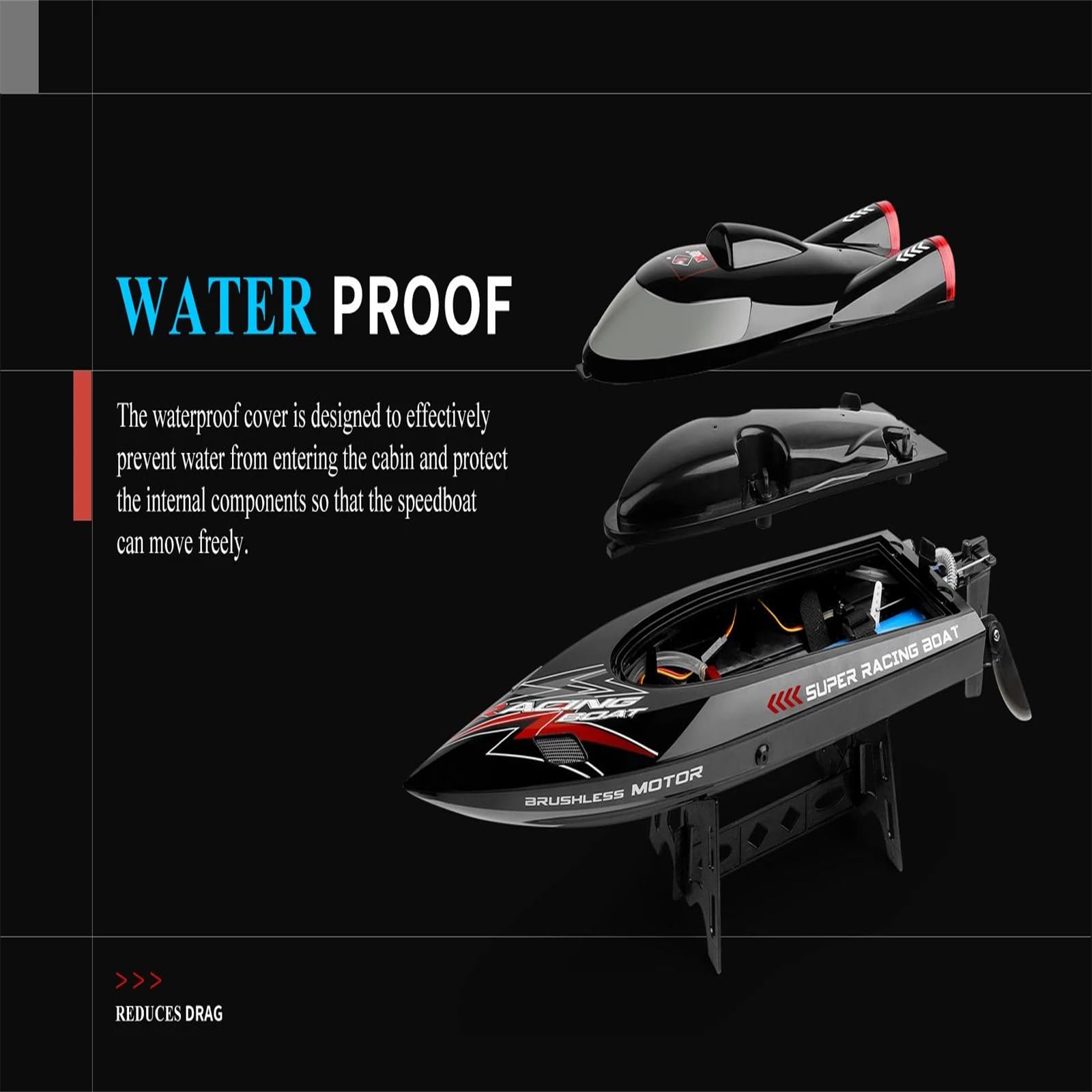 Wl916 Barca rc 2.4ghz 55km/h brushless Nave da Corsa ad Alta velocità telecomandata motoscafo Giocattolo per Adulti,Quadruple Battery
