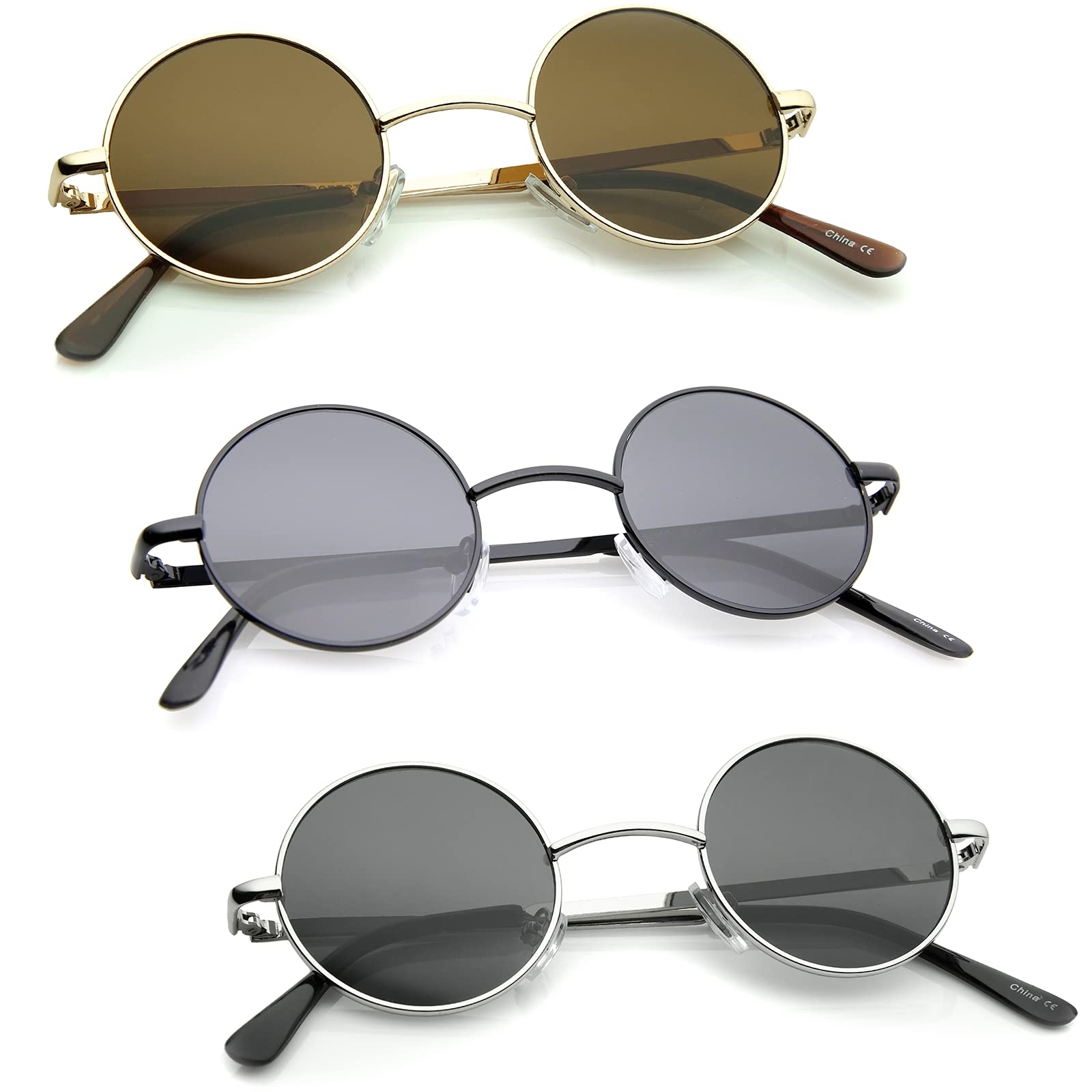 ZeroUV Retro Round Sunglasses – John Lennon Style, Gold Metal Frame, Mirrored Lens, Unisex - View #4
