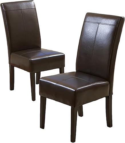 Miniatura 3 de 2-Piece Dining Chair Set, Wide Seat, Chocolate Brown Faux Leather, Solid Hardwood Frame