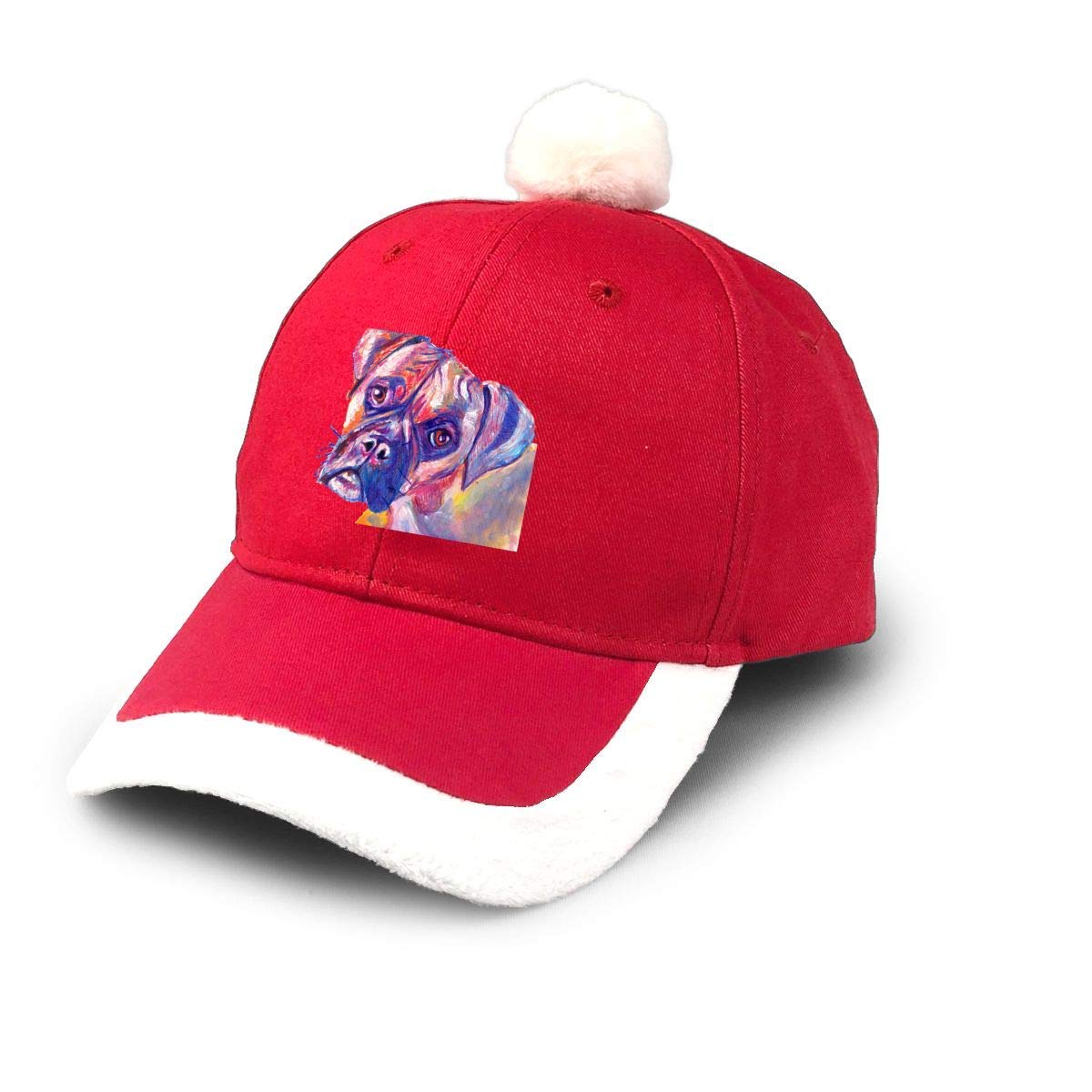 GGdjst Boxer Dog Color Art Painting Christmas Costume Headwear Dad Trucker Santa Hat Red Xmas Baseball Cap Adult Women Men Children Teen Boy Girls Party Decor Gift Decorations Ornament
