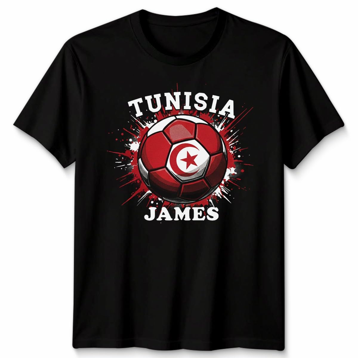 Personalised Tunisia Football Sports Unisex Tshirt Tee Gift Unisex 2XL Black