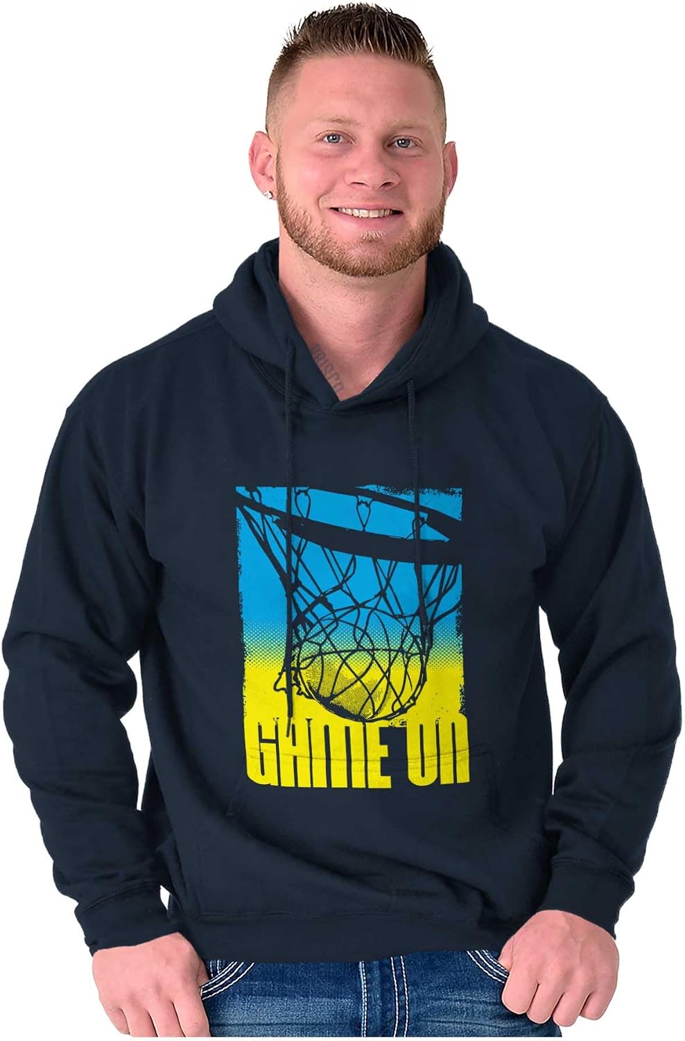 Brisco Brands Basketball Hoop Athlete Game On Hoodie Hooded Sweatshirt Men