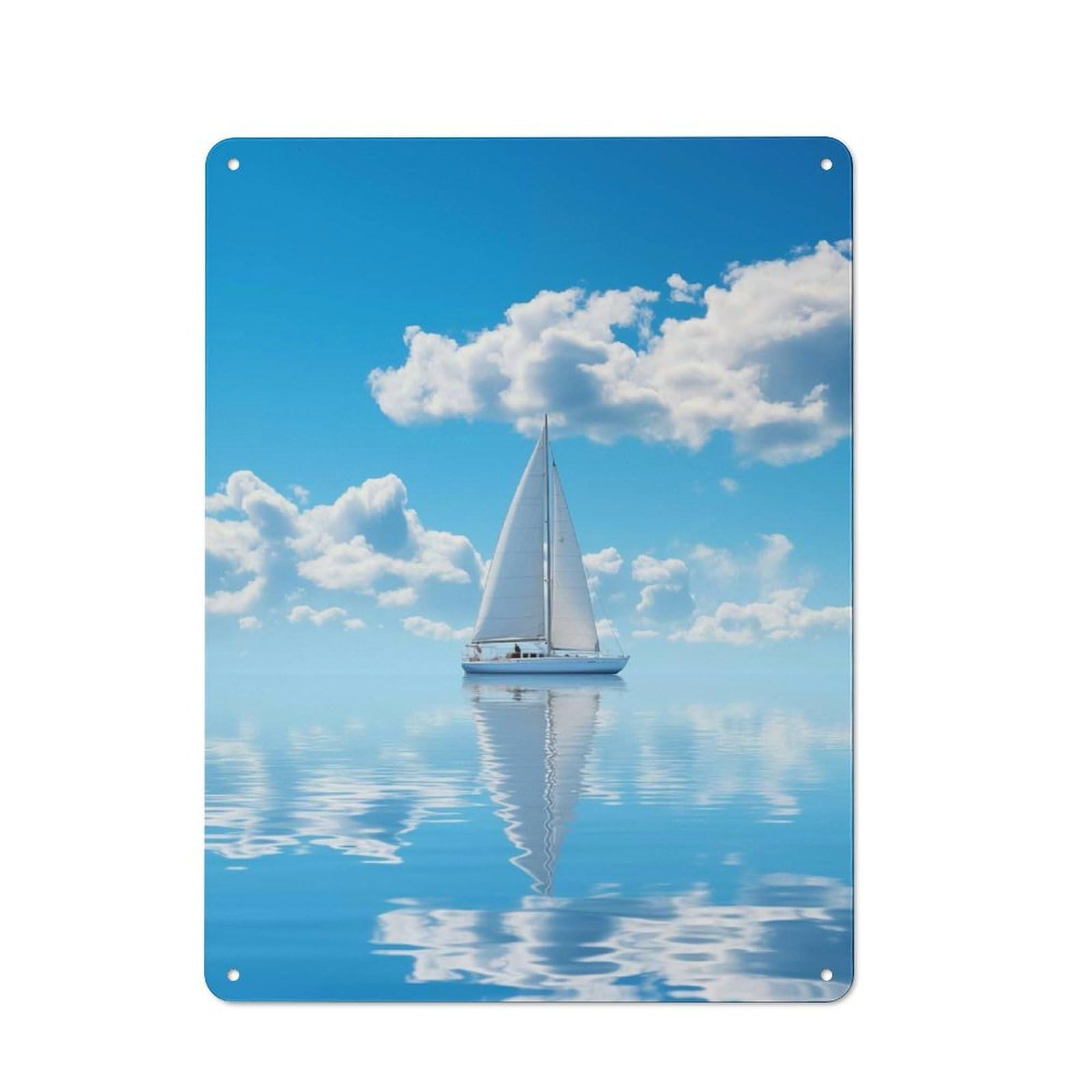 Junmoney Sailboat On The Beach Retro Metal Wall Sign 40X30cm For Guest Room Or Hallway, A Housewarming Gift For Home Decor Collectors