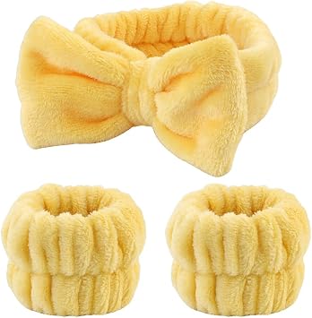 3PCS Skincare Wristbands Headbands Spa Headband Wrist Washband Face Wash Headband Set Wrist Wash Bands Makeup Headband with Wristbands