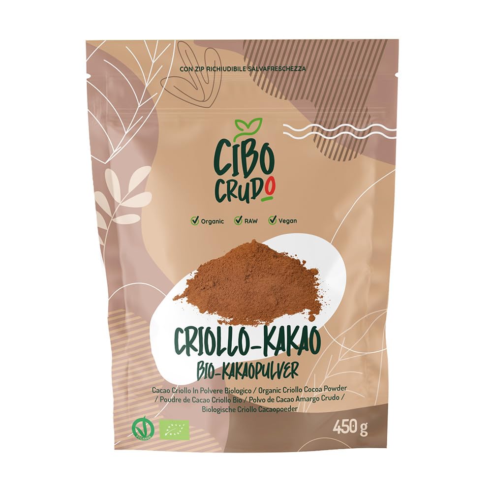 Bio Kakao Pulver - 450g. Kakao ohne Zucker Stark Entölt. Roh Kakaopulver Bio. Roh aus Premium Kakaobohnen. Backkakao 100% Rein. Organic Cacao Powder Raw. Criollo Kakao.