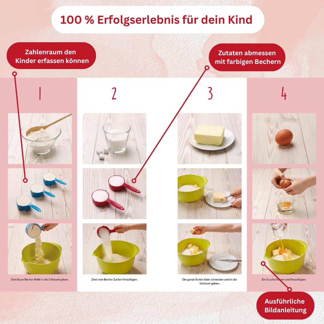 Kinderleichte Becherküche: Für die Backprofis von morgen (Band1), Backbuch inkl. 5-teiliges Messbecher-Set, kinderleicht backen nach Bildern, Backbuch für Kinder ab 3 Jahren, Kochbuch für Kinder
