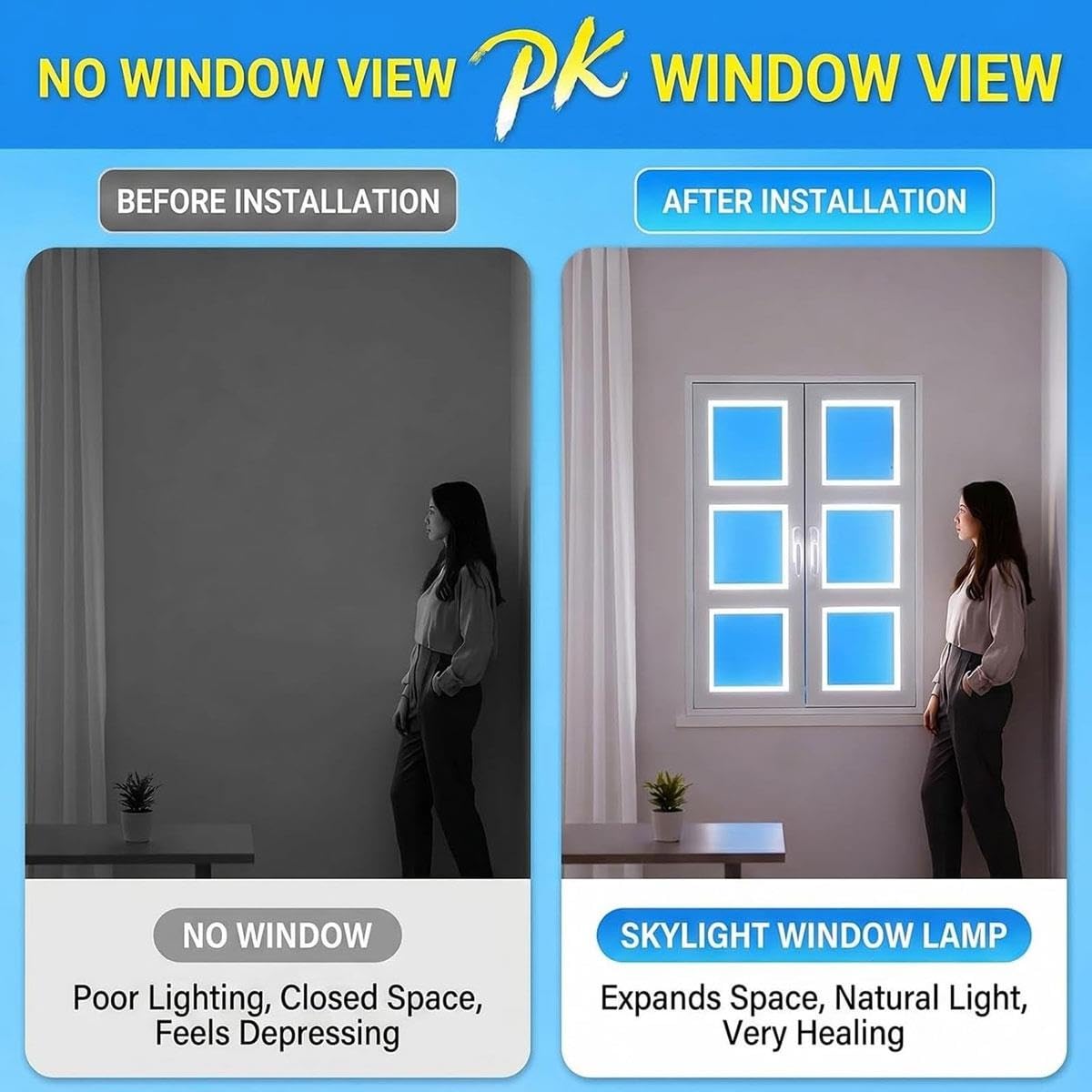 1/2/4/6 panelowa lampa okienna symulująca naturalne światło