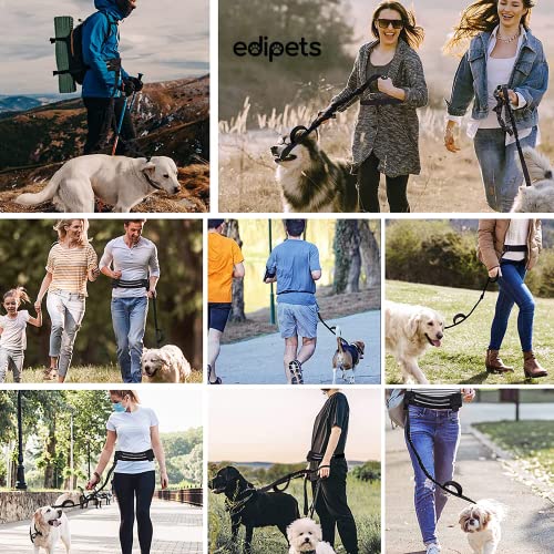 Edipets, Joggingleine Hunde, Freihändig, Laufen, Wandern, Gurtband, Anti-Stress, Reflektierend, 160-220 cm (Grau)