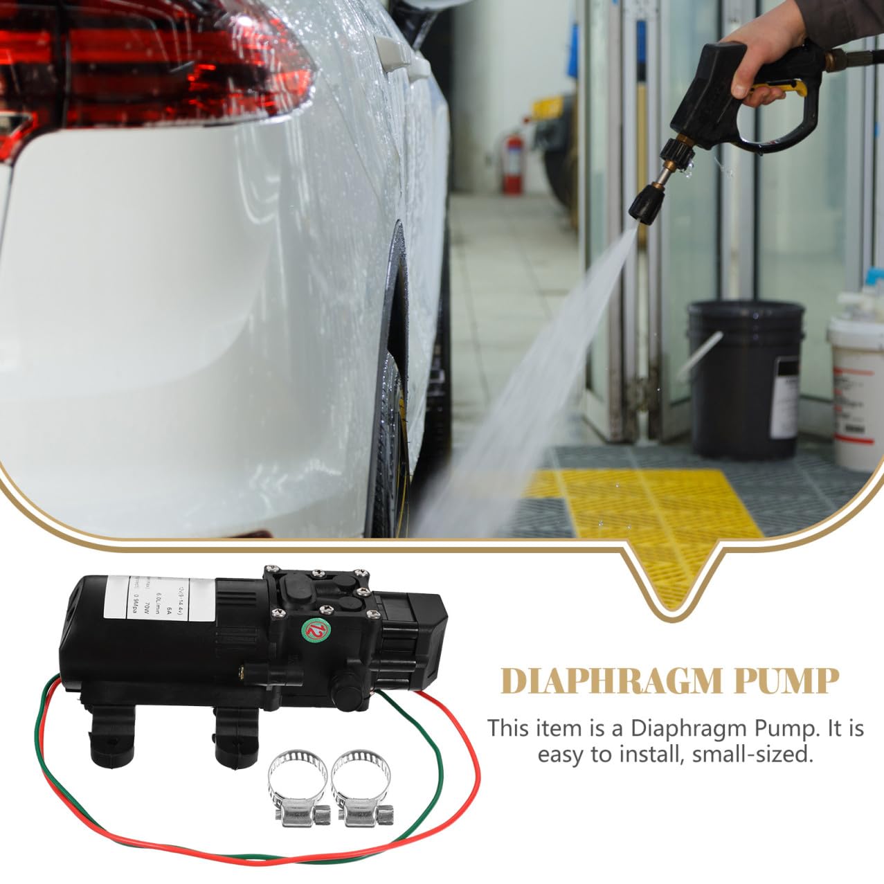 Bomba de Diafragma Eléctrica 12v 70W Negra Microbomba Autocebante de Alta Presión para Pulverización y Limpieza Apagado Automático y Reinicio Inteligente Adecuado para Sistemas