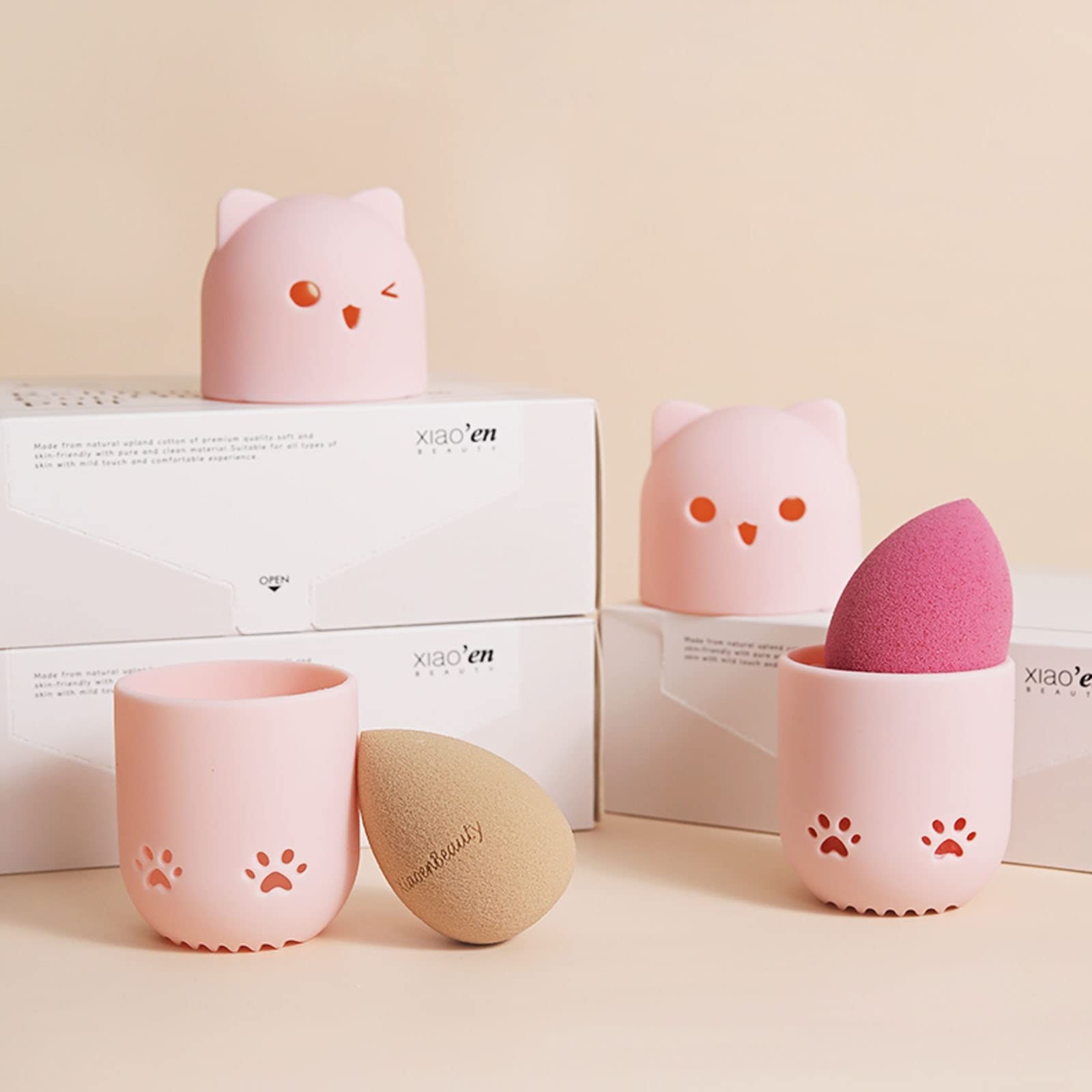 2 Stücke Beauty Sponge Travel Case, Makeup Schwämme Halter, Make-Up Blender Schwamm Behälter, Waschbar und Wiederverwendbar, Geeignet für Zu Hause, Ausflüge, Reisen Usw Kosmetik